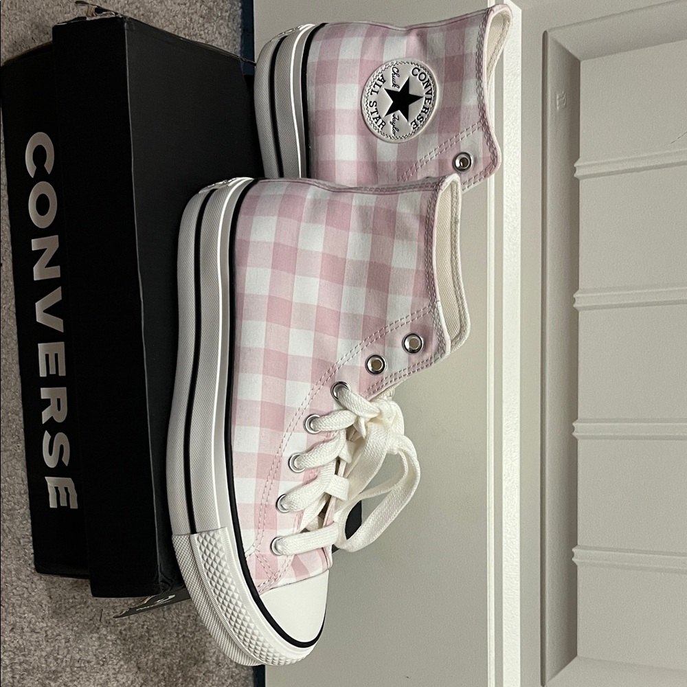Converse Pink and White Checkered High-Tops